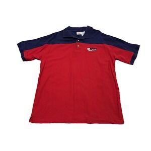 KU Jayhawks University Of Kansas Men's Red Oak‎ Polo Size XL Red & Blue